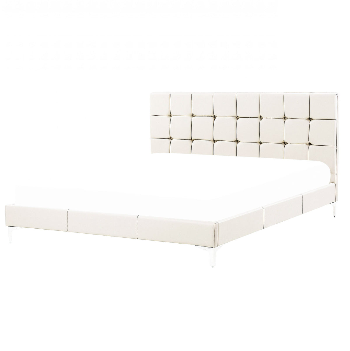 Lit en simili beige 140x190 + sommier à latte