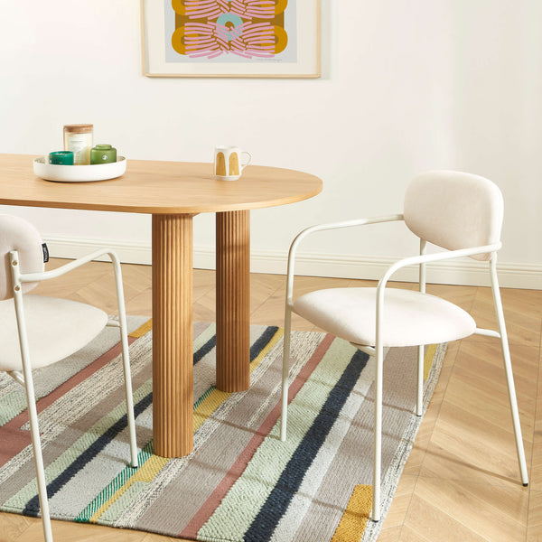 Lot de 2 chaises tissu et pieds métal beige sable L49.5 x P52 x H81 cm