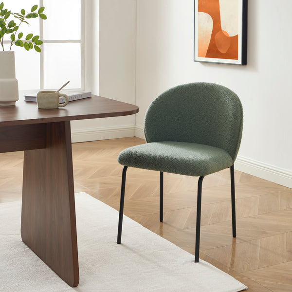 Lot de 2 chaises tissu bouclette vert