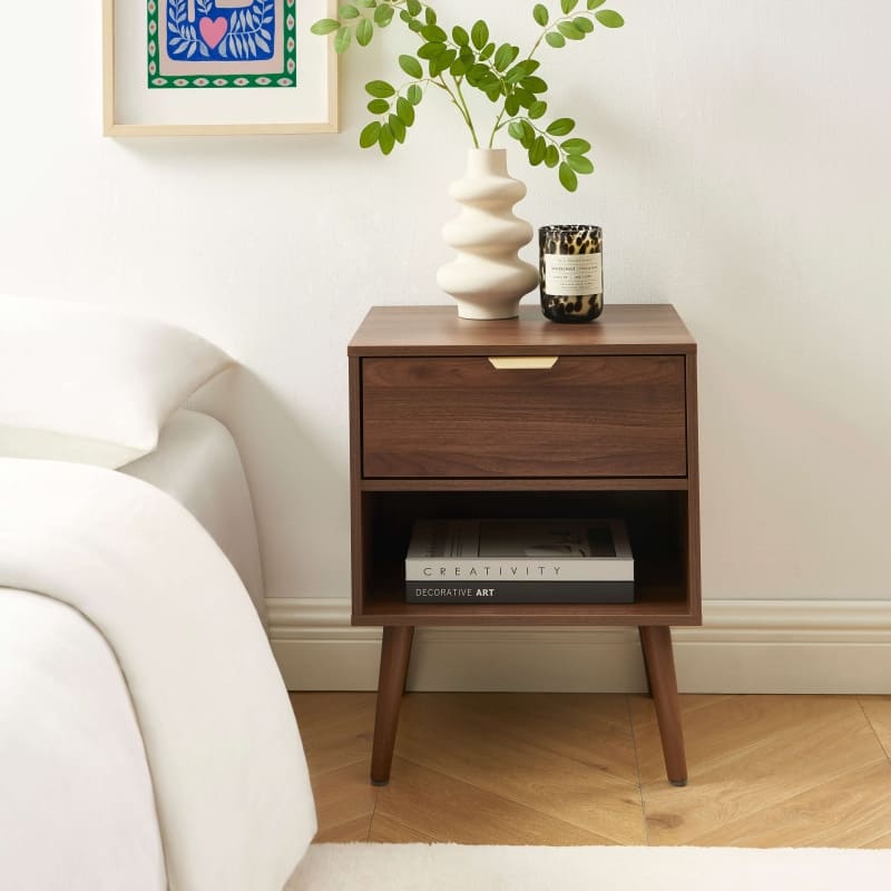 Lot de 2 tables de chevet NEAB effet noyer