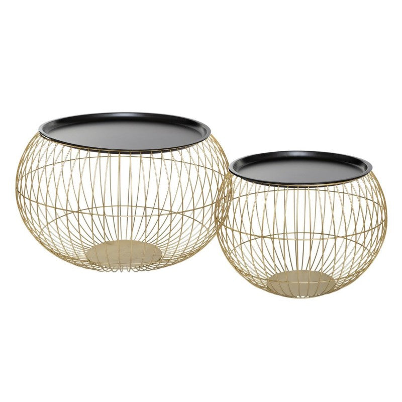 Lot de 2 tables basses art déco en verre et métal doré