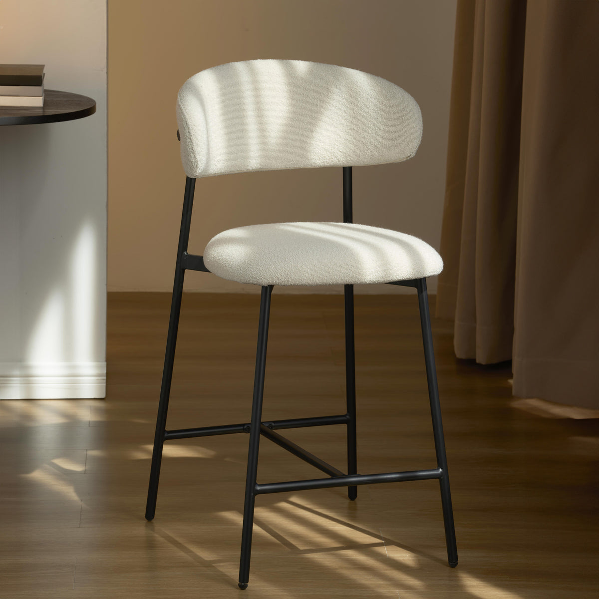 Lot de 2 tabourets tissu beige