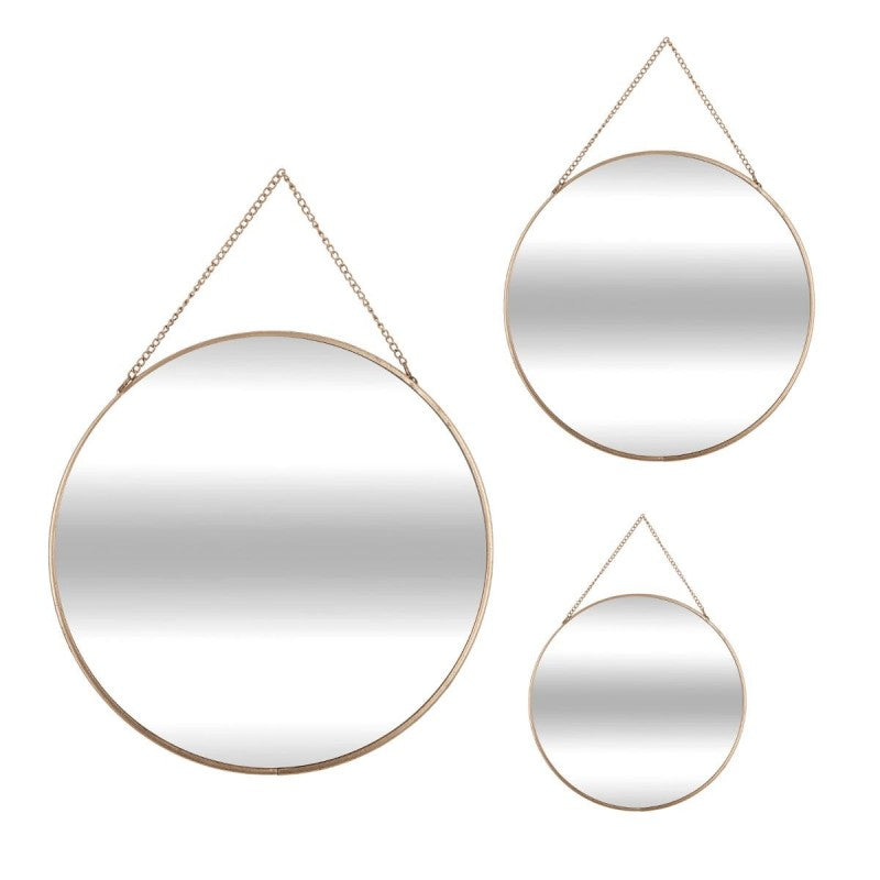 Lot de 3 miroirs ronds dorés