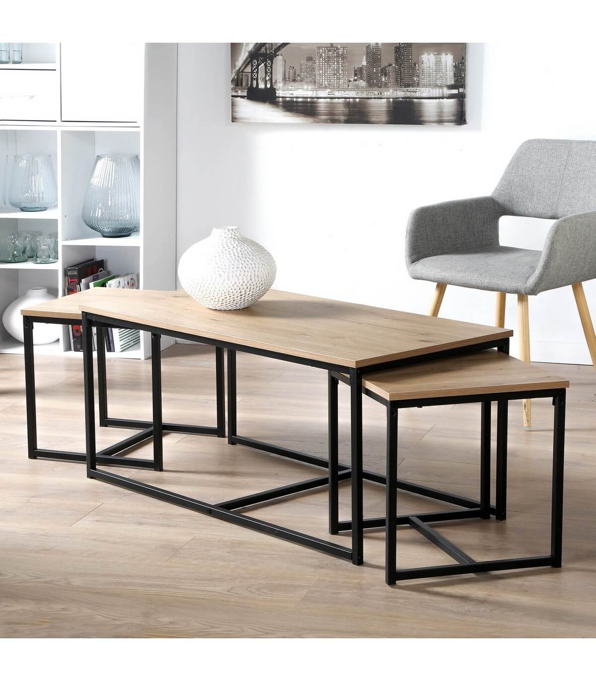 Lot de 3 tables basses gigognes
