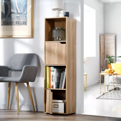 Etagère en bois 4 cases + 2 portes