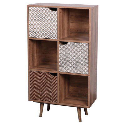 Bibliothèque 6 casiers bois foncé 105x30