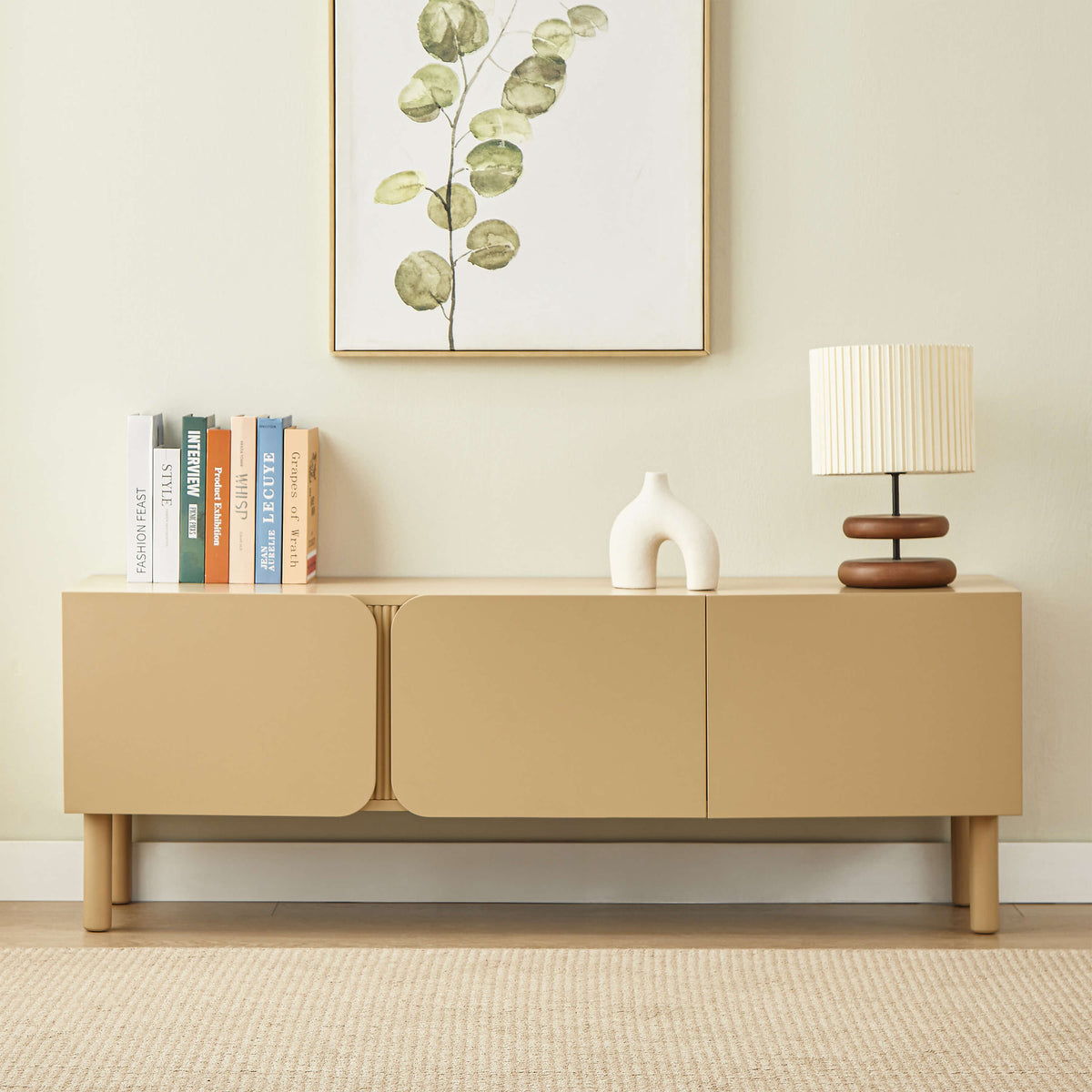 Meuble TV beige 3 portes 150 cm