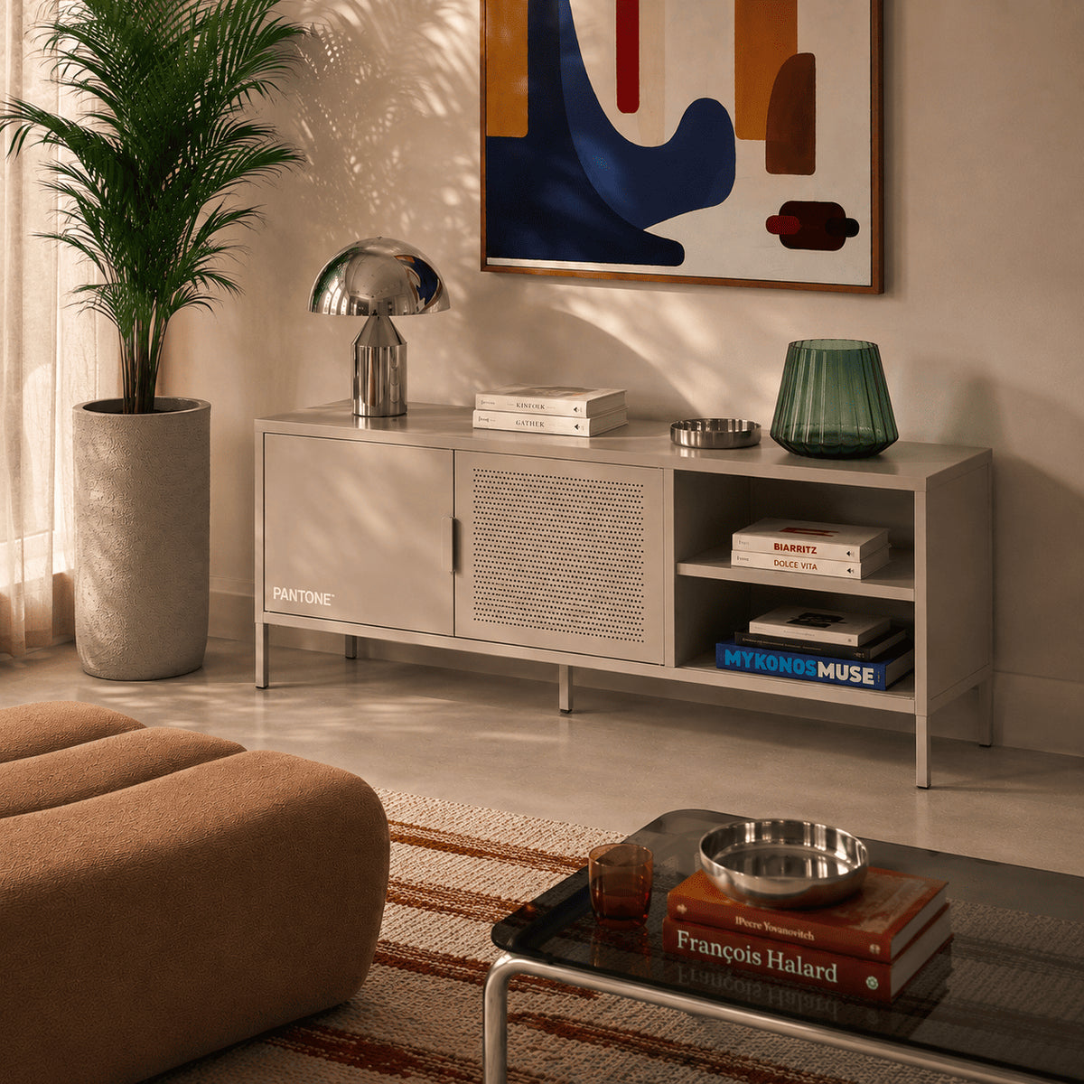 Meuble TV métal taupe 160 cm