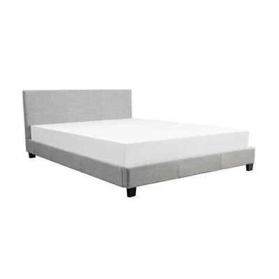 Lit en tissus gris 160x200 + sommier à latte
