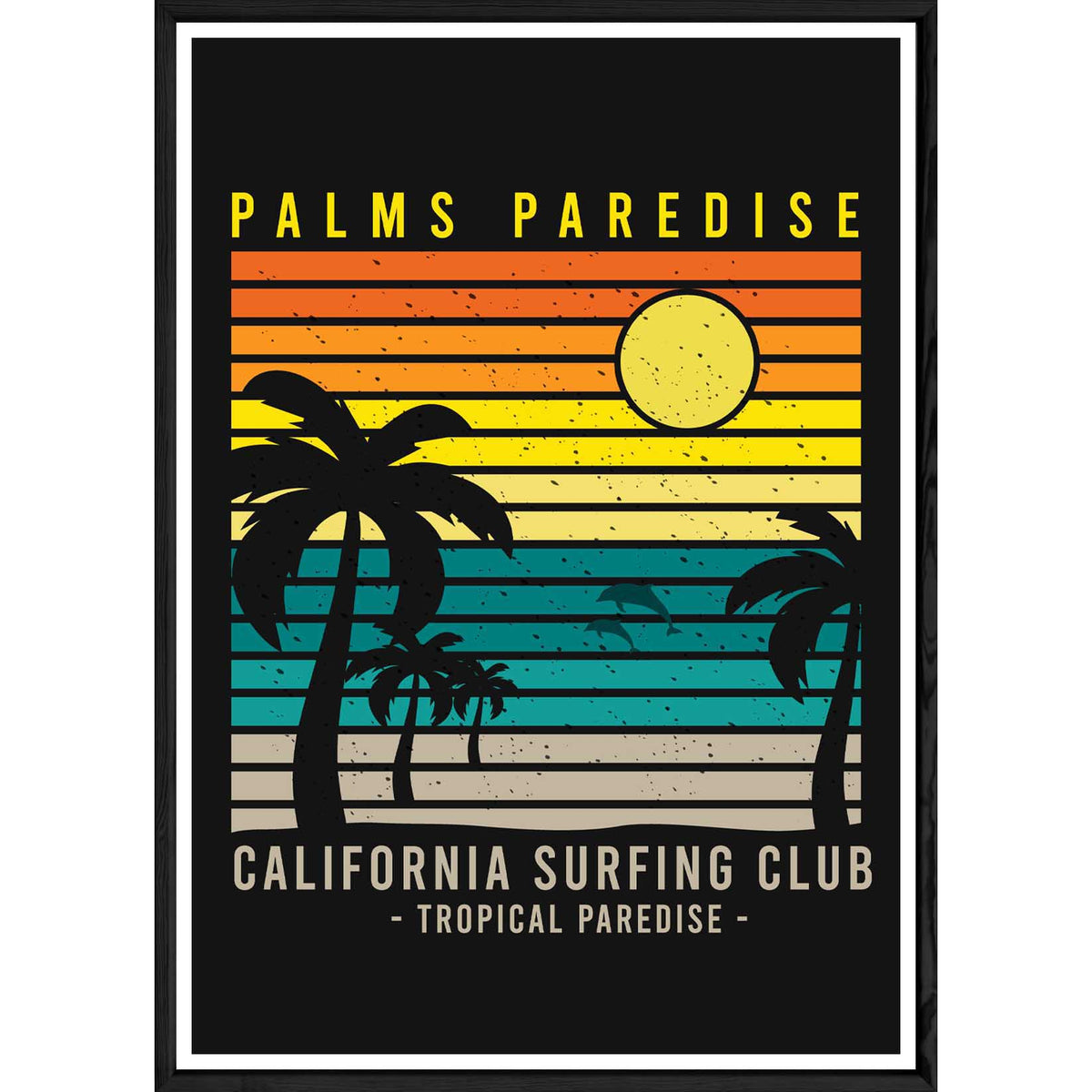 Tableau California avec cadre noir POP – Taille 23x32