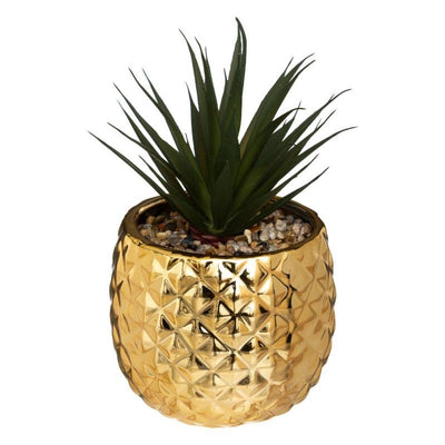 Plante artificielle pot ananas doré H20