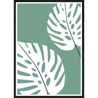 Tableau plante verte avec cadre noir POP – Taille 32x42