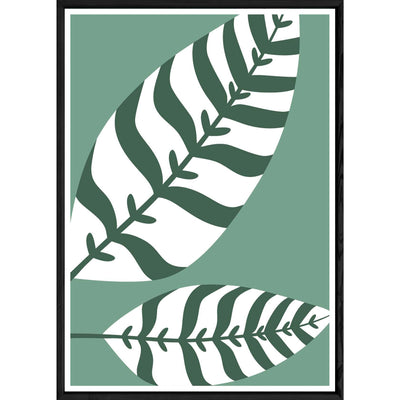 Tableau plante verte avec cadre noir POP – Taille 32x42