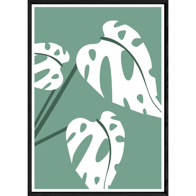 Tableau plante verte avec cadre noir POP – Taille 32x42