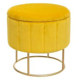 Pouf en tissu de velours avec coffre ocre
