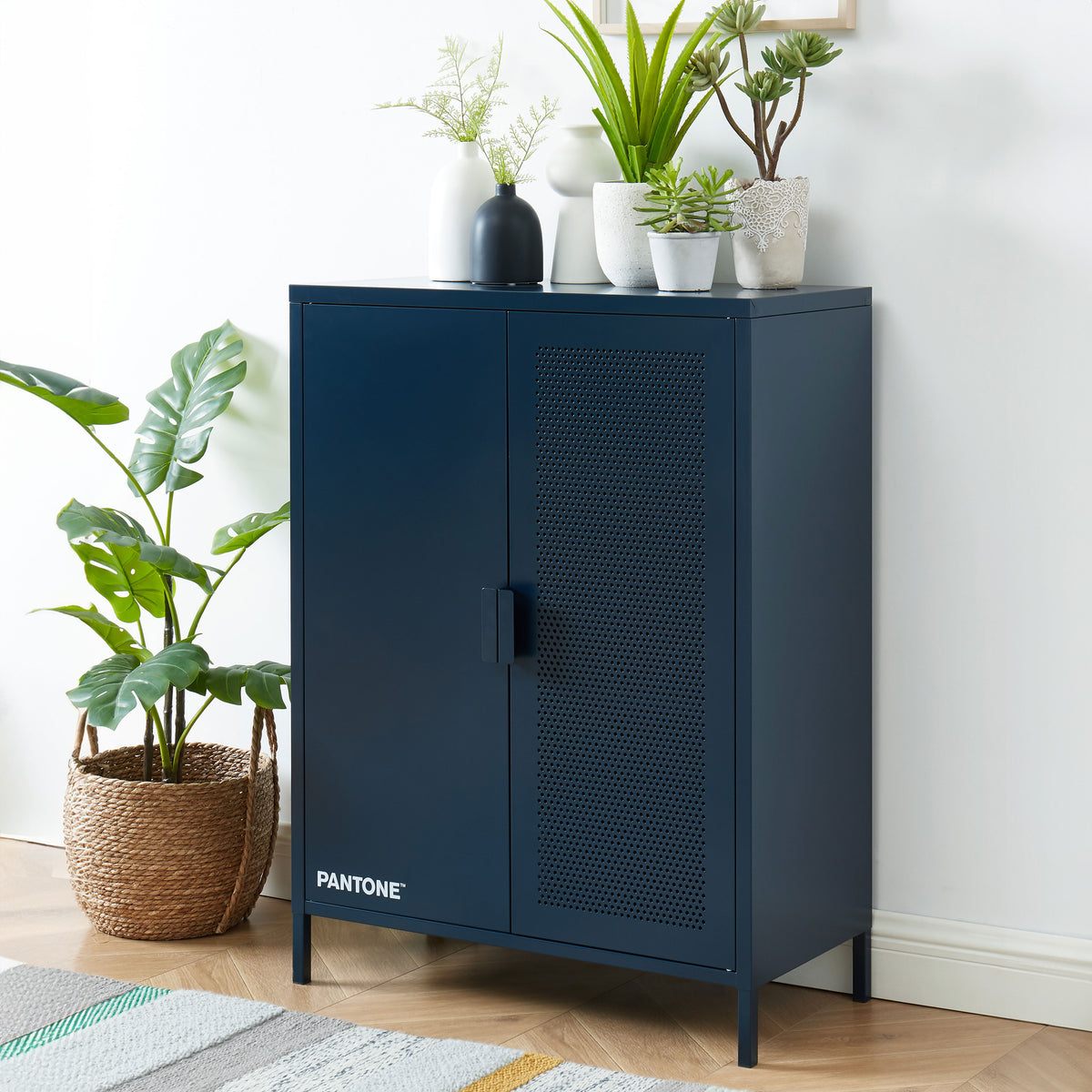 Buffet métal bleu nuit 2 portes 75 cm