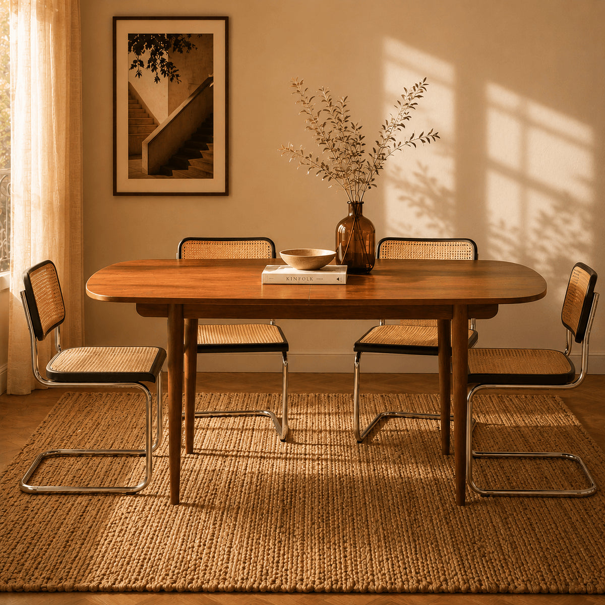 Table extensible noyer 160 à 200 cm