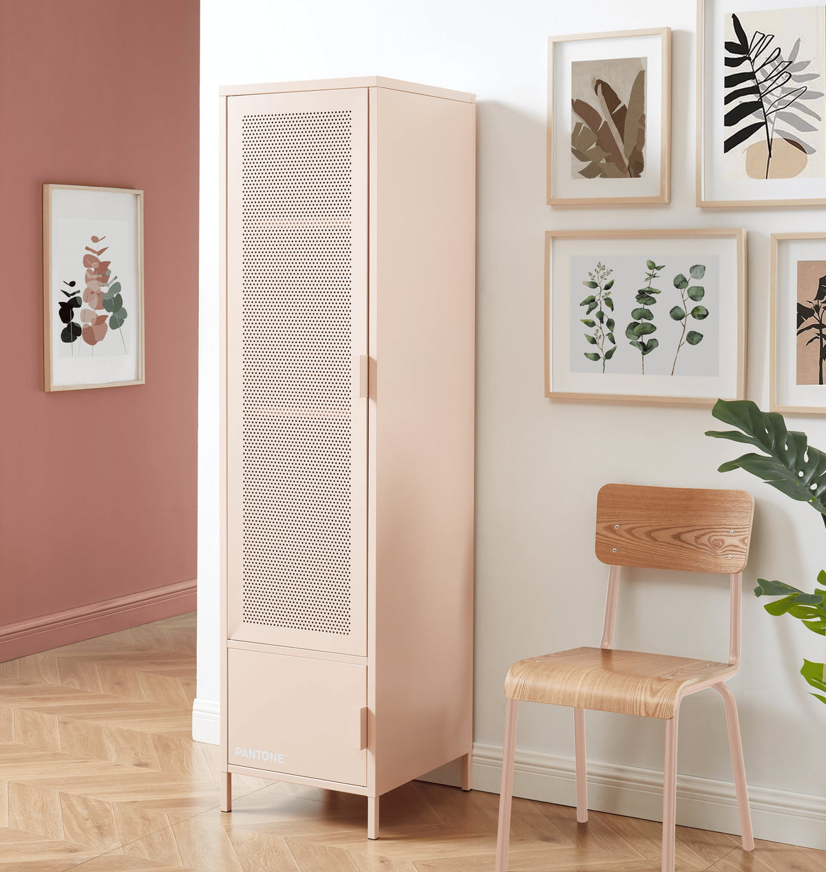 Vestiaire métal rose blush H180 cm