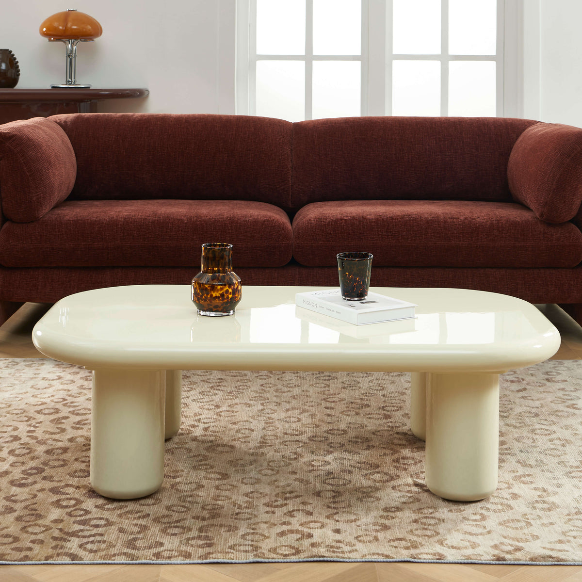 Table basse finition laquée brillante blanche 120 cm