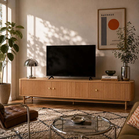 Meuble TV placage chêne 180 cm