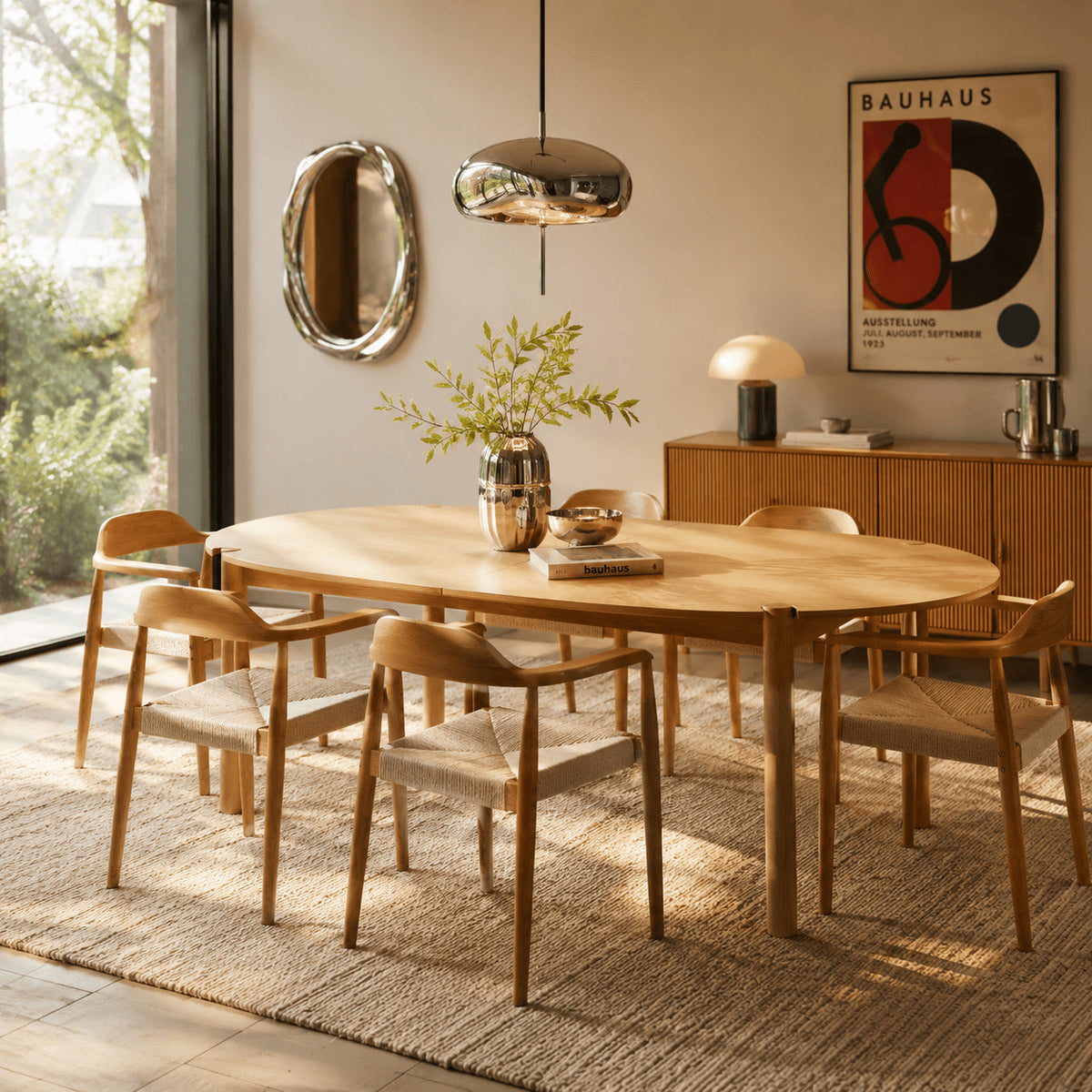 Lot de 6 chaises chêne massif et corde