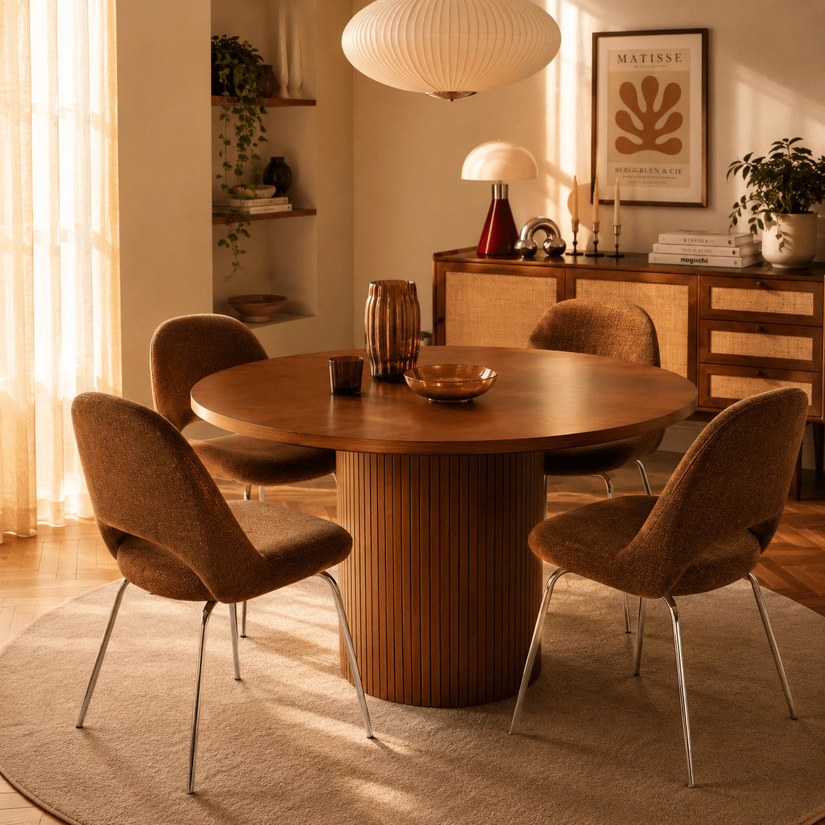 Lot de 2 chaises tissu chenille marron pieds métal