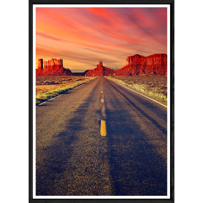 Tableau paysage route avec cadre noir – Taille 32x42