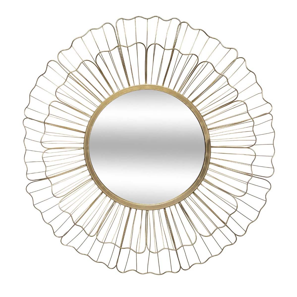 Miroir en métal fleur doré D67