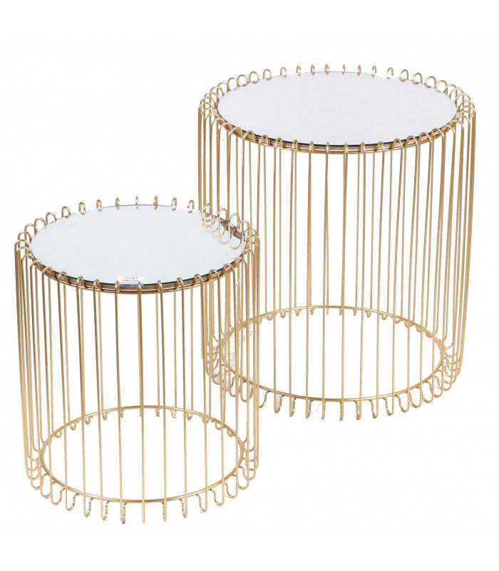 Lot de 2 tables basses art déco dorée