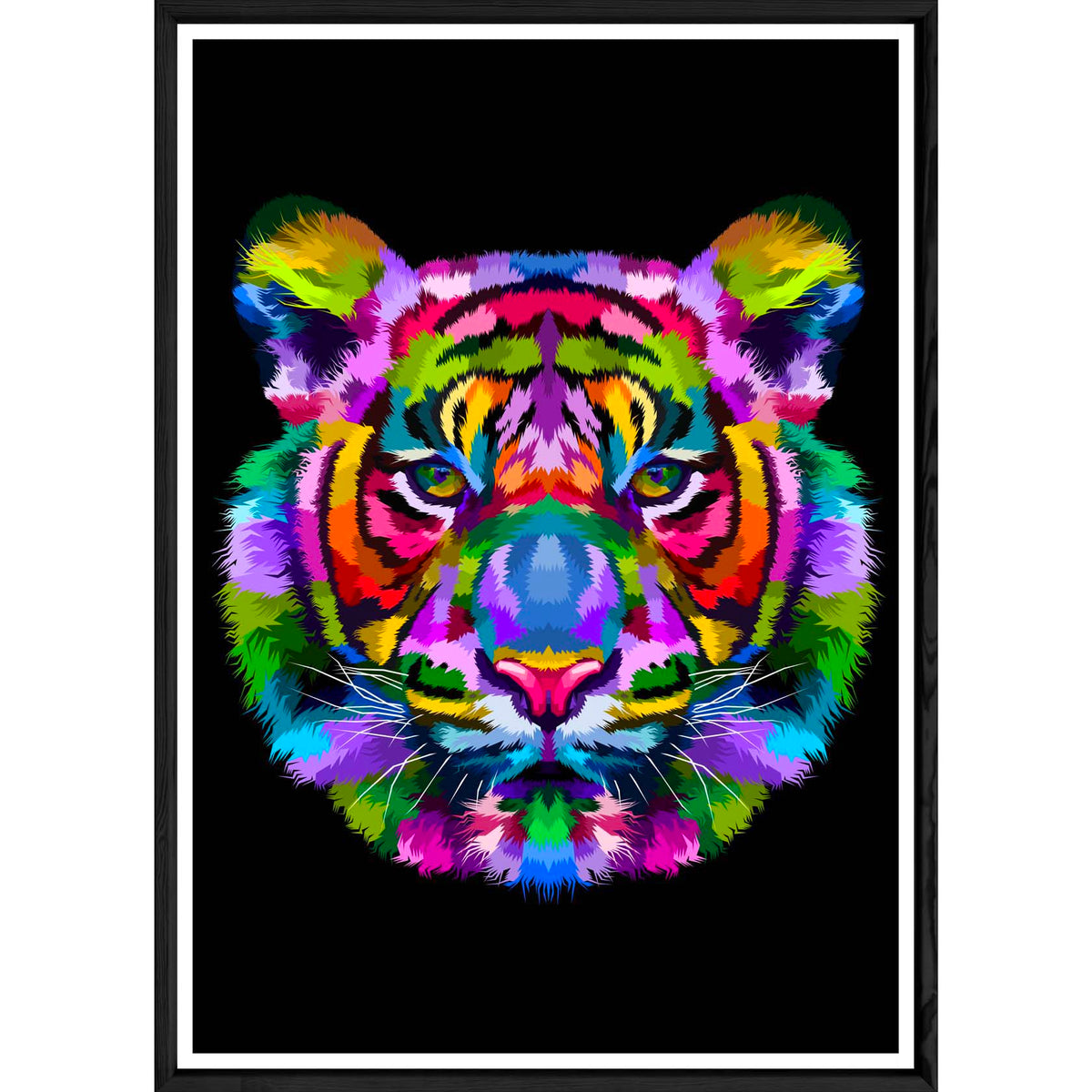 Tableau tigre avec cadre noir – Taille 23x32
