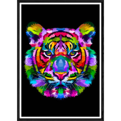 Tableau tigre avec cadre noir – Taille 32x42