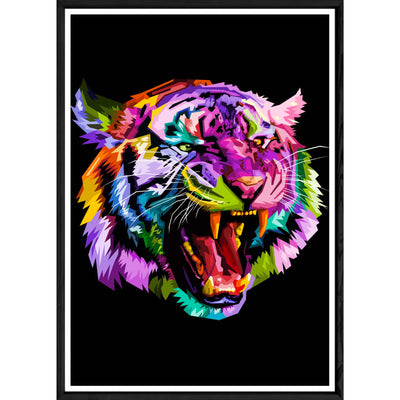 Tableau tigre avec cadre noir – Taille 32x42