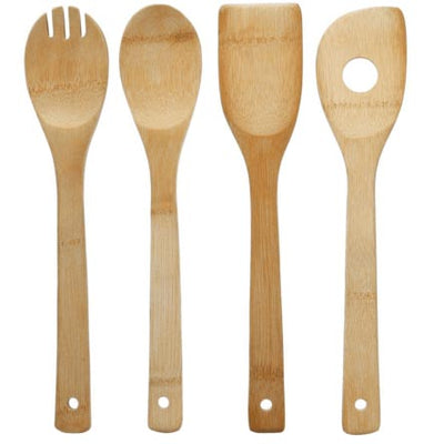Lot de 4 Ustensiles de Cuisine Bambou