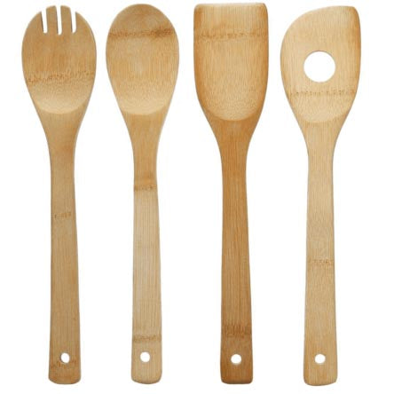 Lot de 4 Ustensiles de Cuisine Bambou