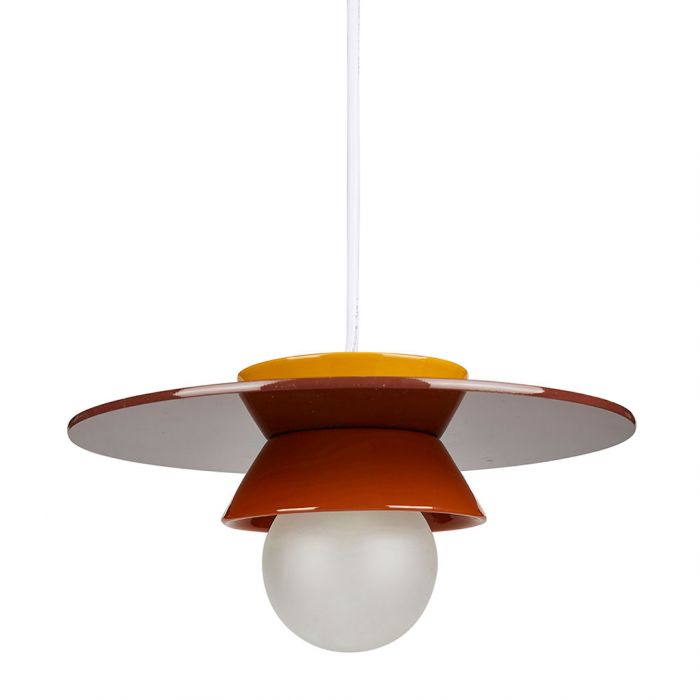 Suspension en céramique orange et rouge D28