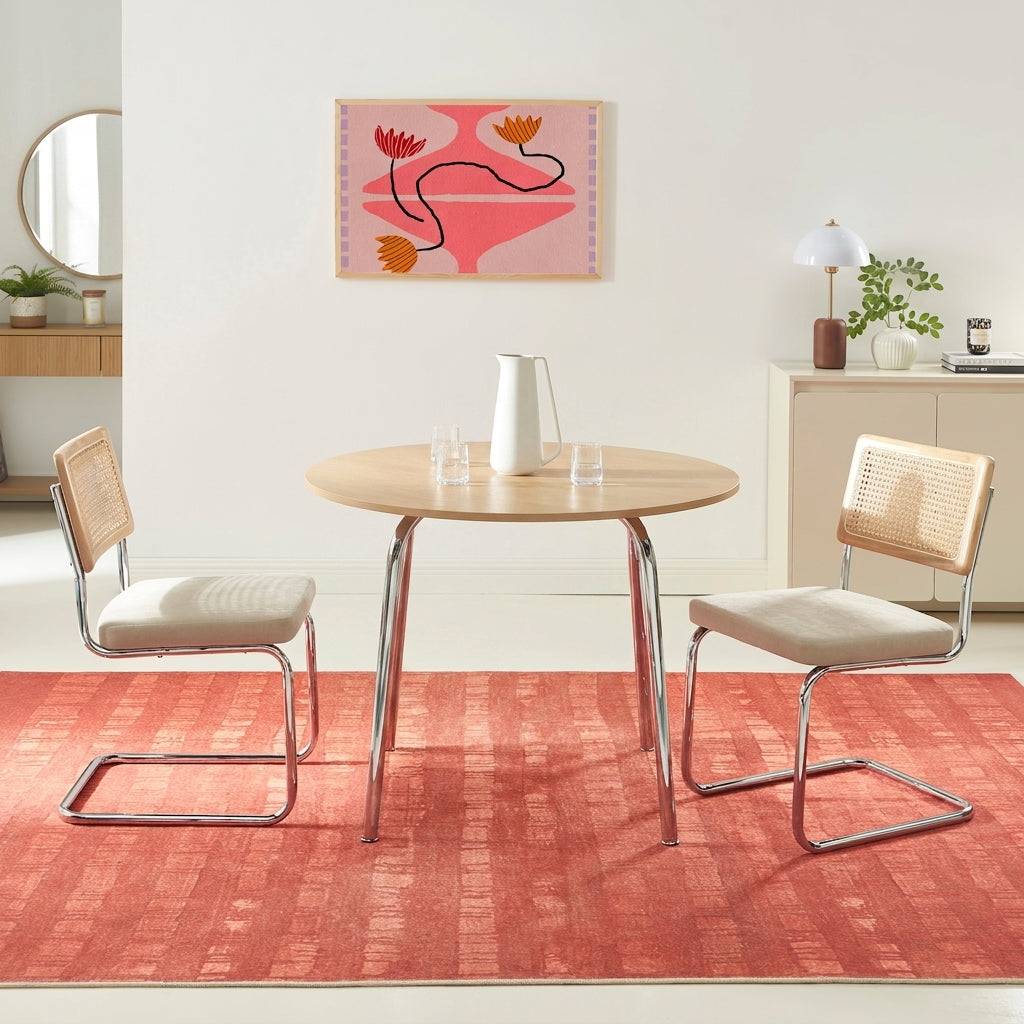 Table à manger ronde effet chêne 100 cm