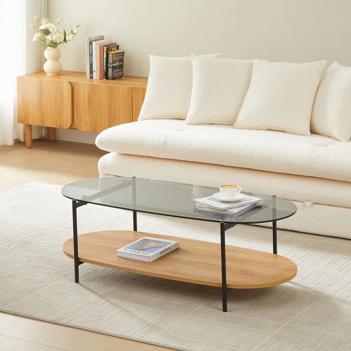 Table basse effet chêne L120 x P55 x H40 cm