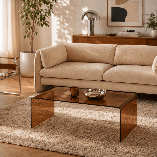 Mesa de centro de vidrio templado caramelo