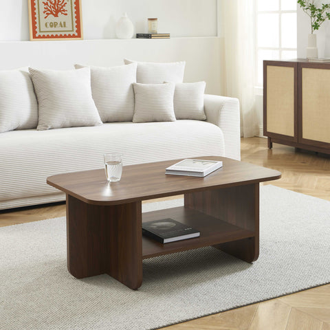 Table basse effet noyer