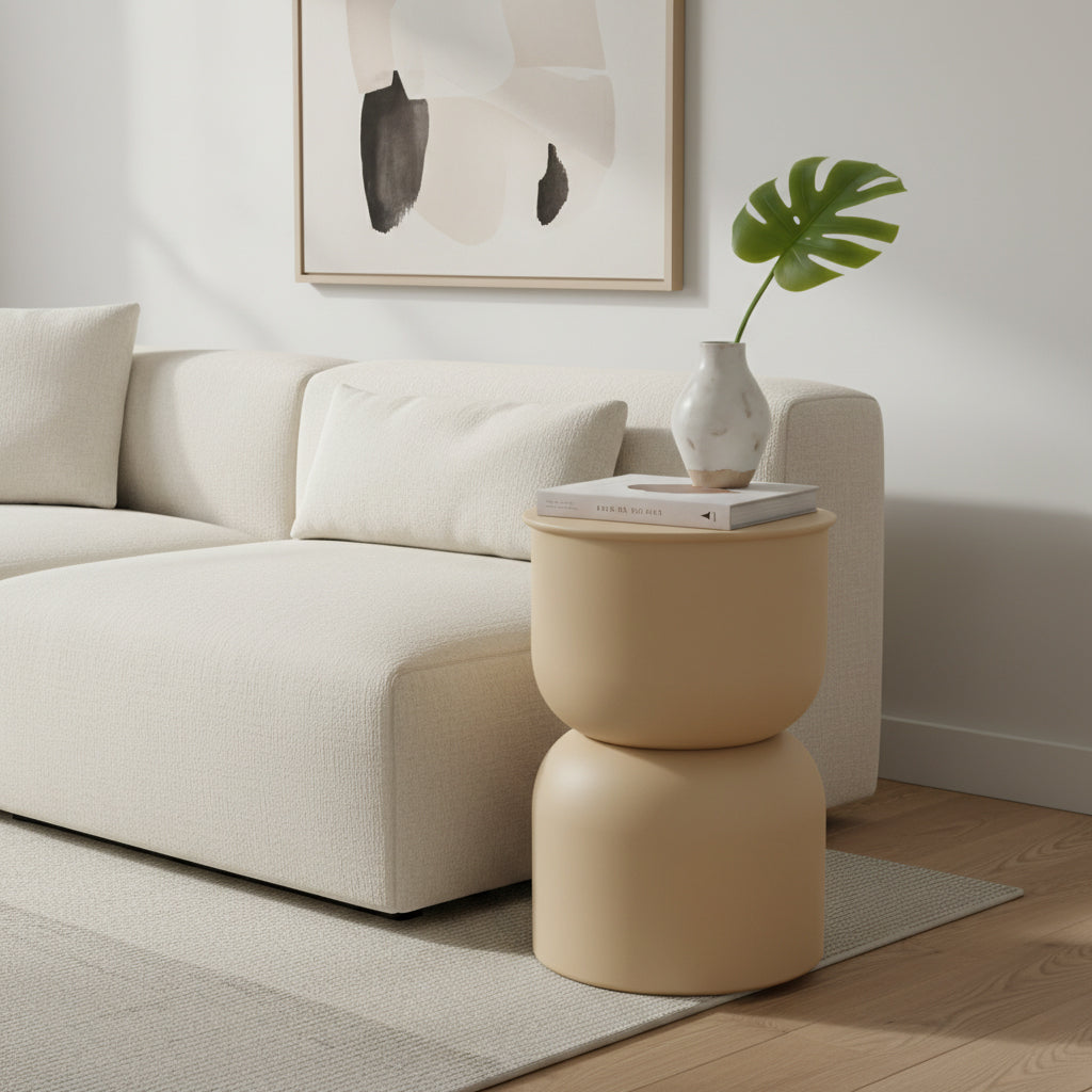 Table d'appoint en zinc coloris sable