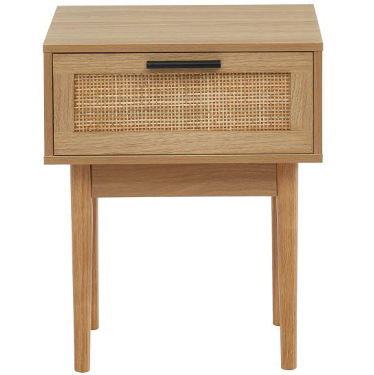 Mesita de noche de madera trenzada 40x30x54