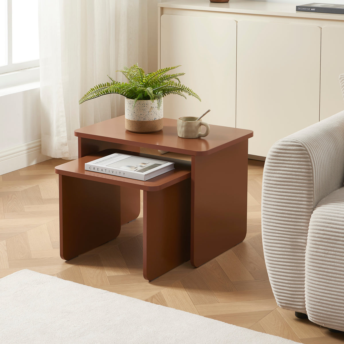 Tables basses gigognes marron chocolat