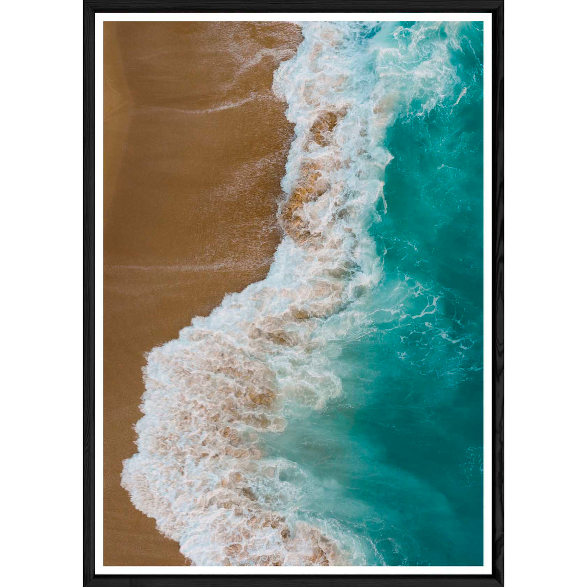 Cuadro de paisaje de playa con marco negro – Tamaño 32x42