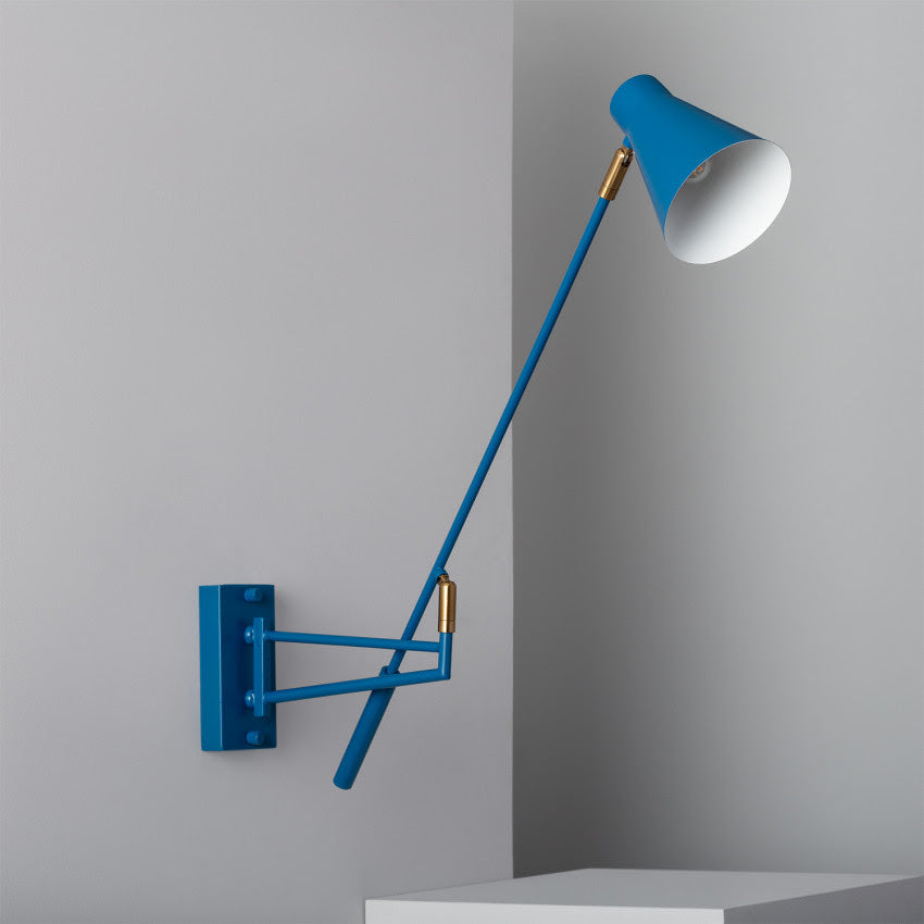 Applique murale en métal bleu et doré H80