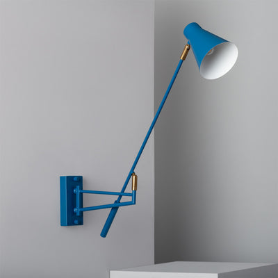 Applique murale en métal bleu et doré H80