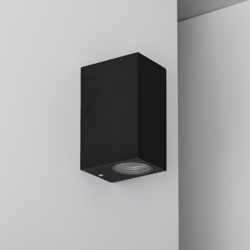 Aplique de pared de aluminio negro doble luz H15 interior/exterior