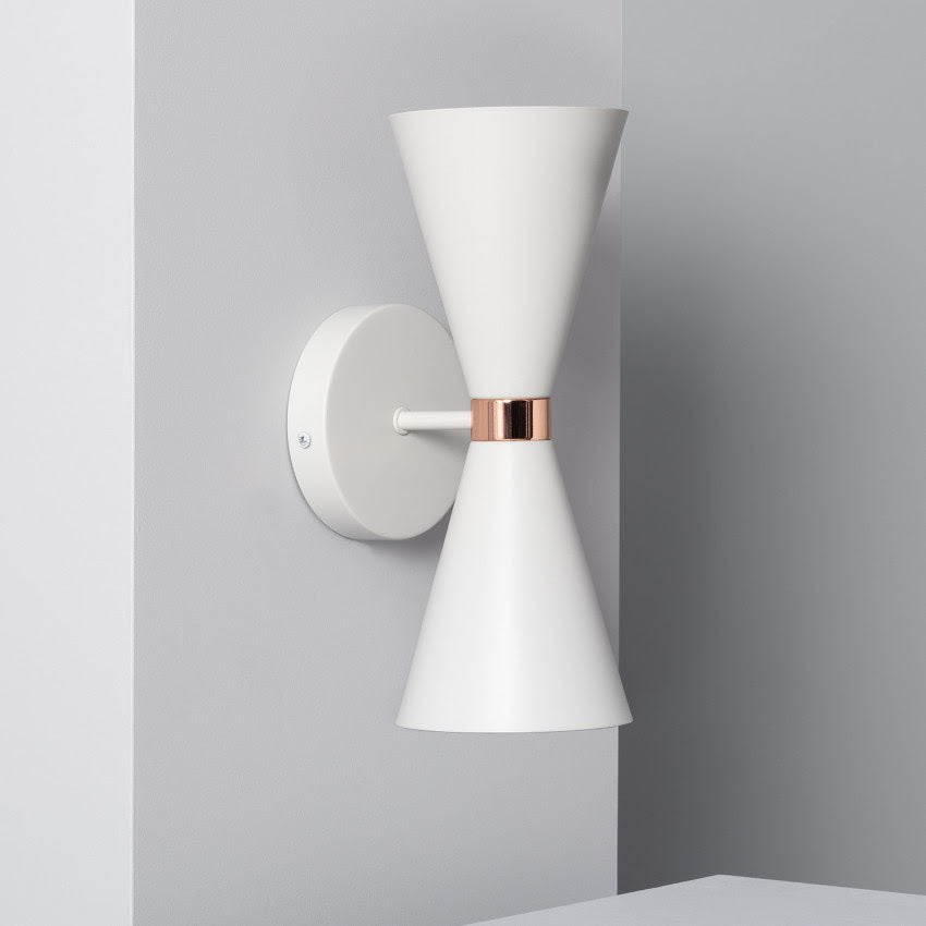 Aplique de pared de doble luz en metal blanco y dorado H30