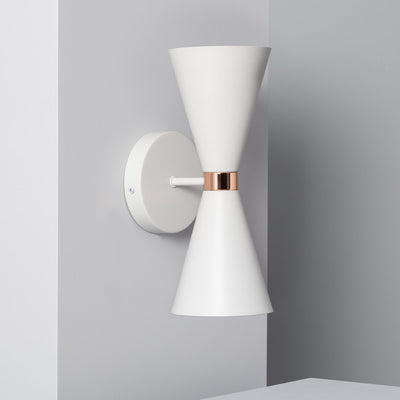 Applique murale double éclairage en métal blanc et doré H30