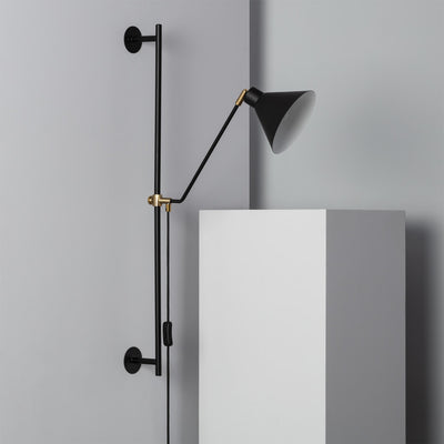 Grande applique murale réglable H90 noire et dorée