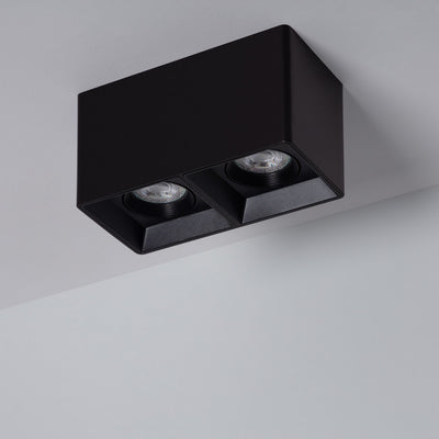 Plafonnier orientable noir en métal double éclairage
